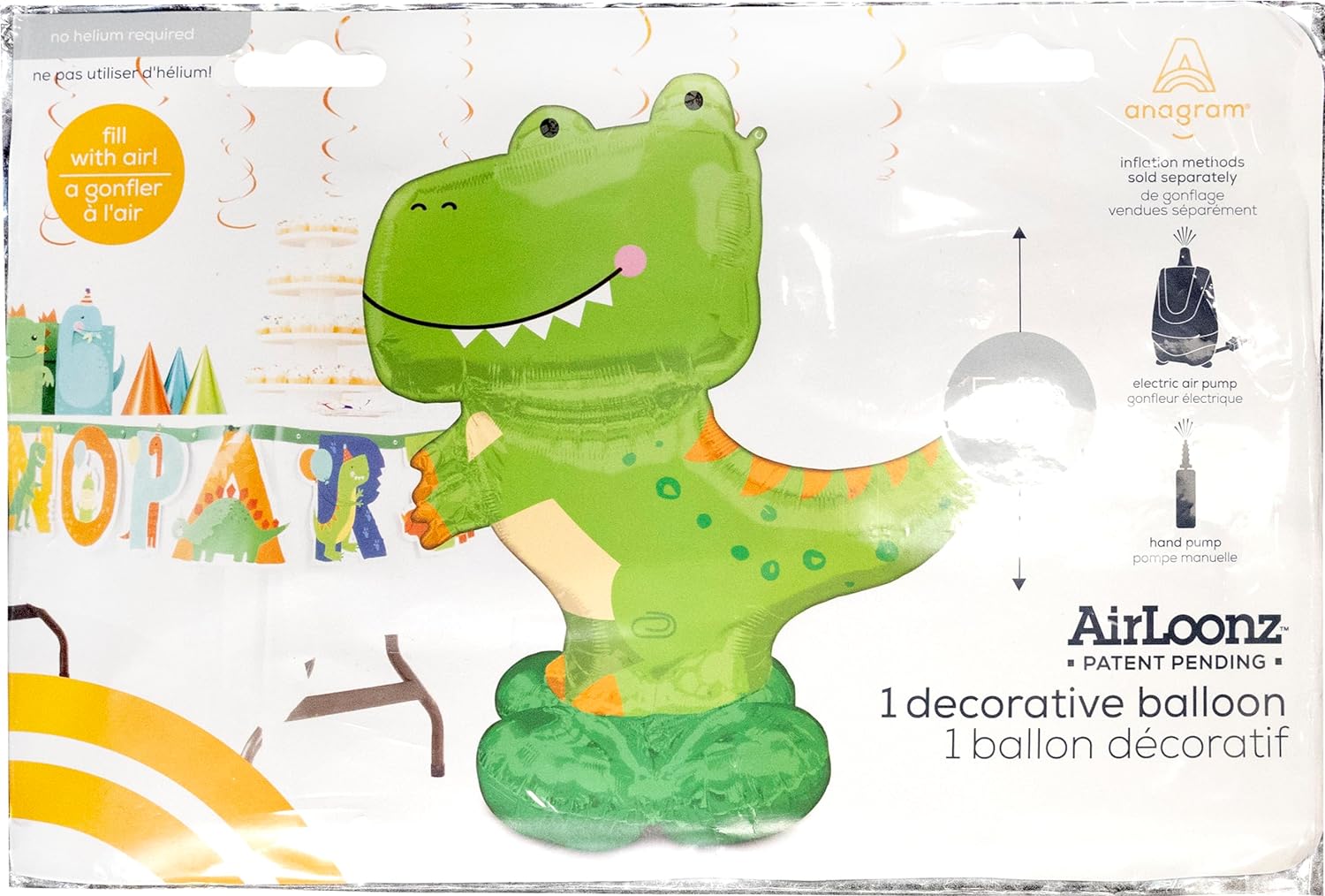 Amscan Anagram 4292311 - T-Rex Dinosaur AirLoonz Air-filled Foil Balloon - 54"