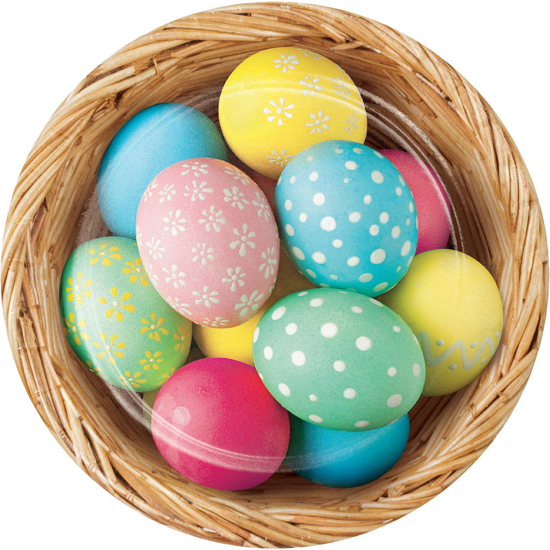 Creative Converting 343192 Easter Bunny and Basket Dessert Plates, 7", Multi-Color