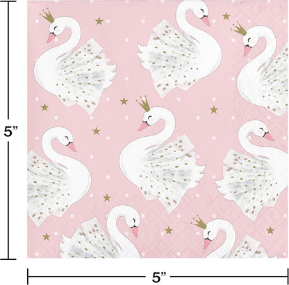 Creative Party PC343835 Swan Princess Beverage Napkins-16 Pcs