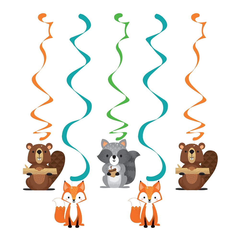 Creative Party PC344412 Wild One Woodland Animals Hanging Decorations-5 Pcs