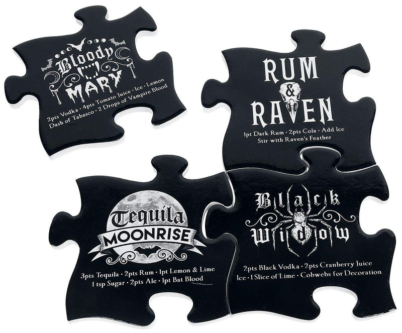 Alchemy England 1977 Coaster Set - Gothic Cocktail Coaster Black-White