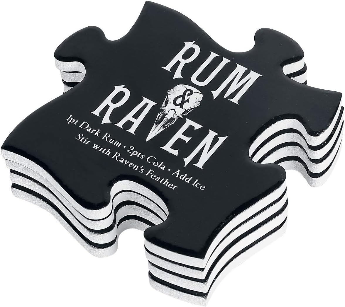 Alchemy England 1977 Coaster Set - Gothic Cocktail Coaster Black-White