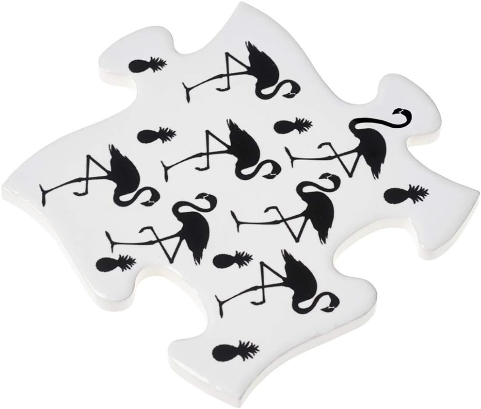 Alchemy of England Flamingo Pineapple Coaster Set White/Black
