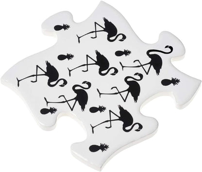 Alchemy of England Flamingo Pineapple Coaster Set White/Black