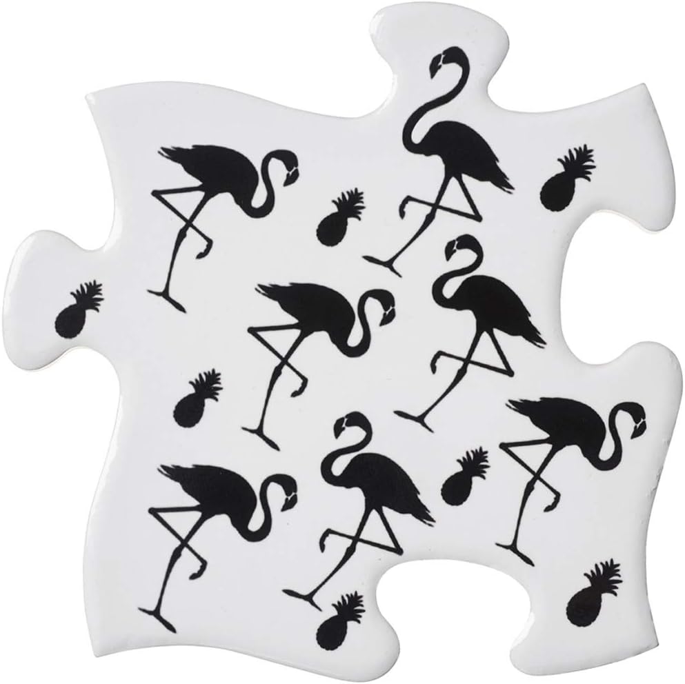 Alchemy of England Flamingo Pineapple Coaster Set White/Black