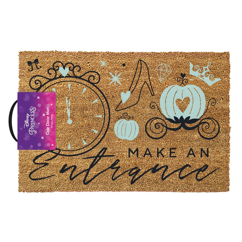 Cinderella Coir Doormat, (Make An Entrance Design) 40cm x 60cm Full Size Welcome Mat. Doormat Indoor or Outdoor. Front Door Mat Inside - Official Disney Merchandise