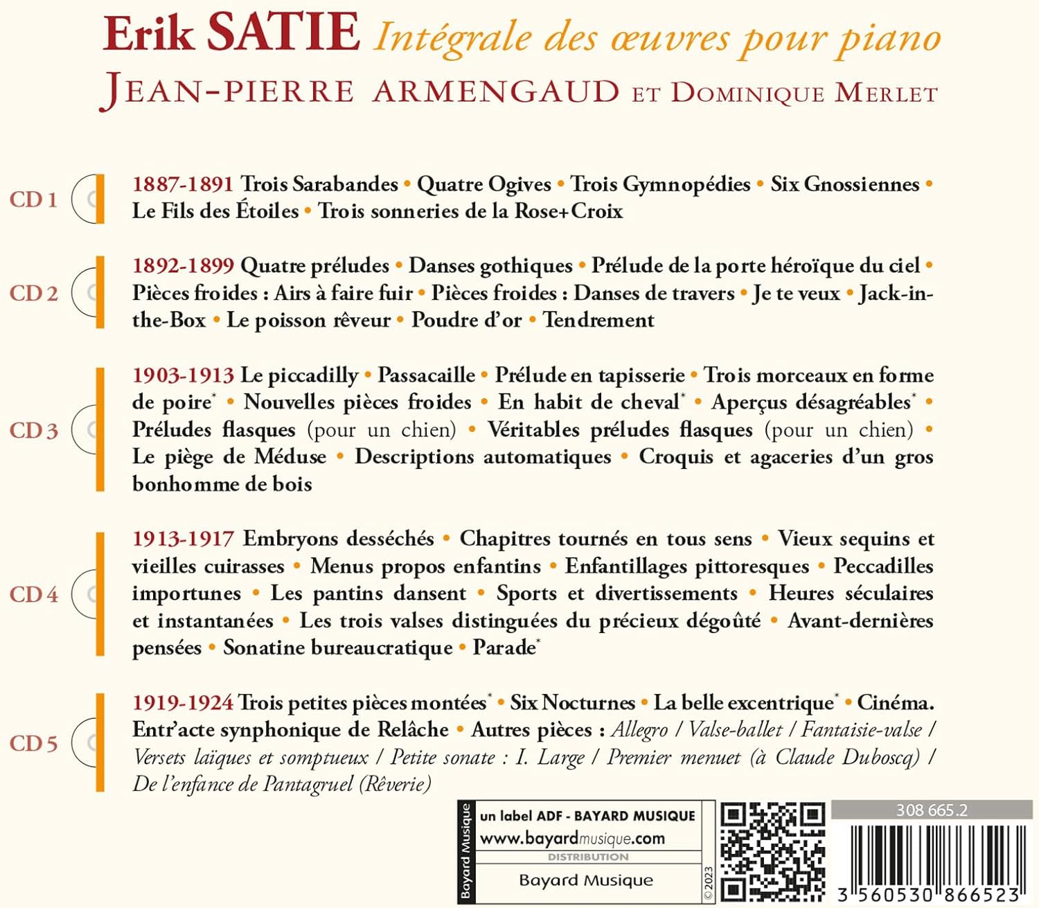 Erik Satie - Intégrale des oeuvres pour piano (5 CDs