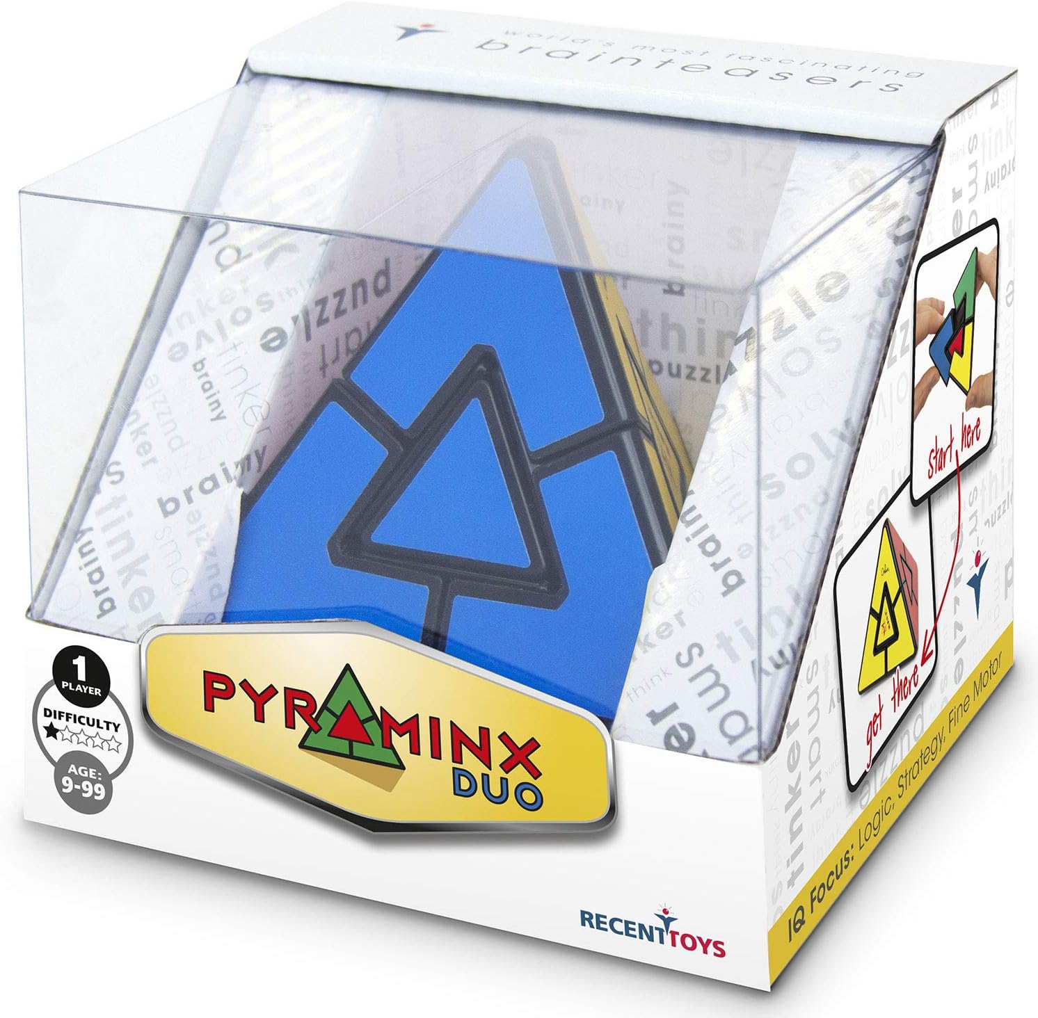 Meffert's Pyraminx Duo by Recent Toys, Brain Teaser 3d Puzzle Triangle for Adults Kids Boys Girls Fidget Toy Stress Relief Puzzle Cube Official Pyraminx from Meffert's