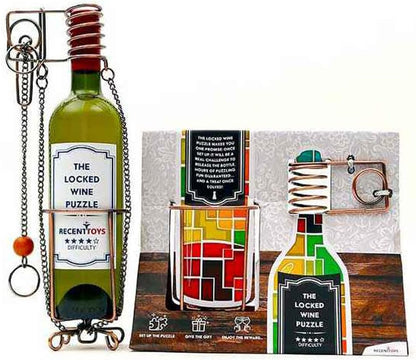Recent Toys Locked Wine Brain Teaser Puzzle for Adults Wine Escape Puzzle Fun Novelty Gift for Men and Women Bottle not Included