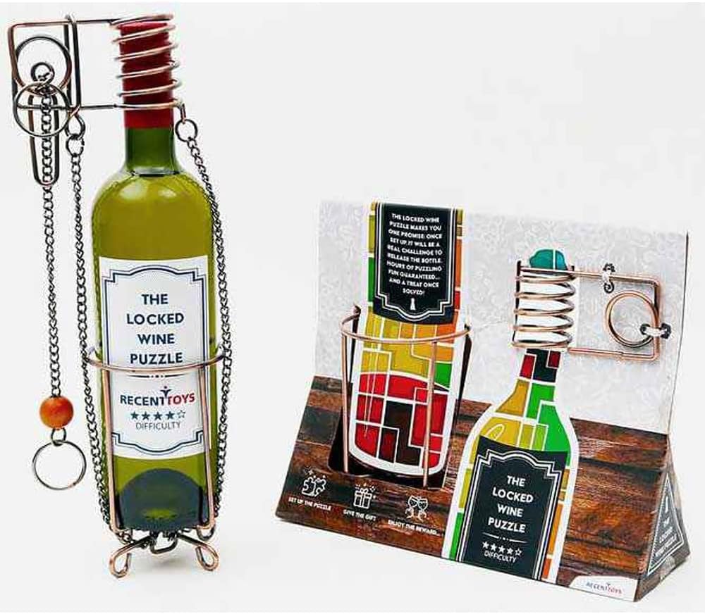 Recent Toys Locked Wine Brain Teaser Puzzle for Adults Wine Escape Puzzle Fun Novelty Gift for Men and Women Bottle not Included
