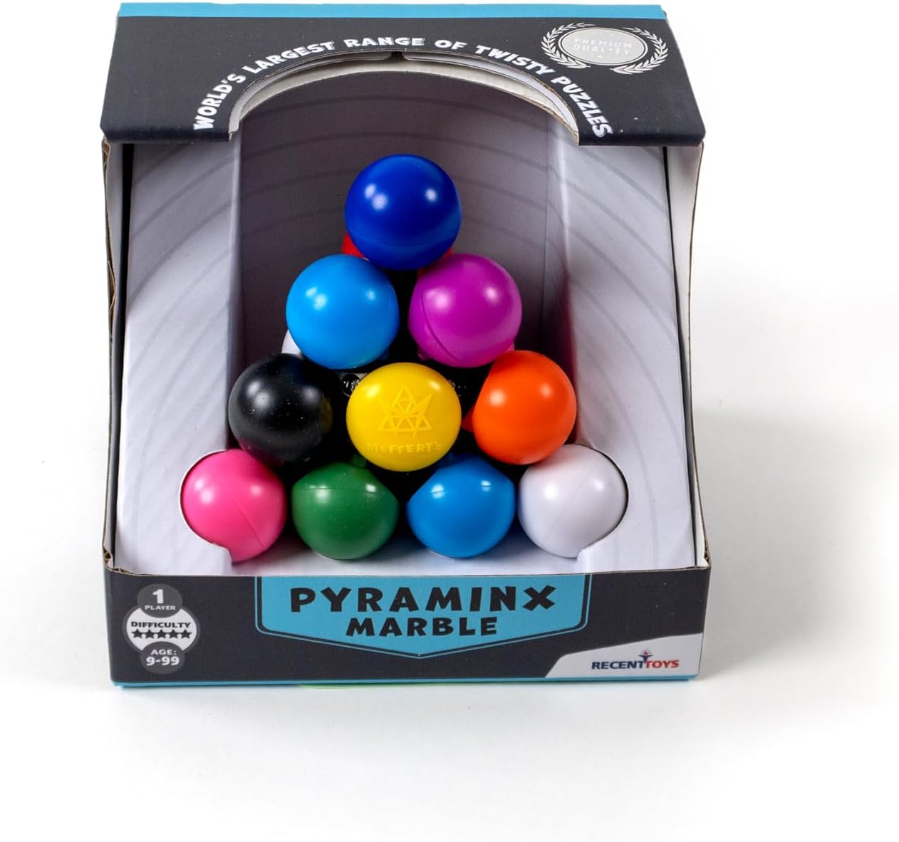 Recent Toys- Rompecabezas de mármol Pyraminx, Multicolor, Medium (M5169