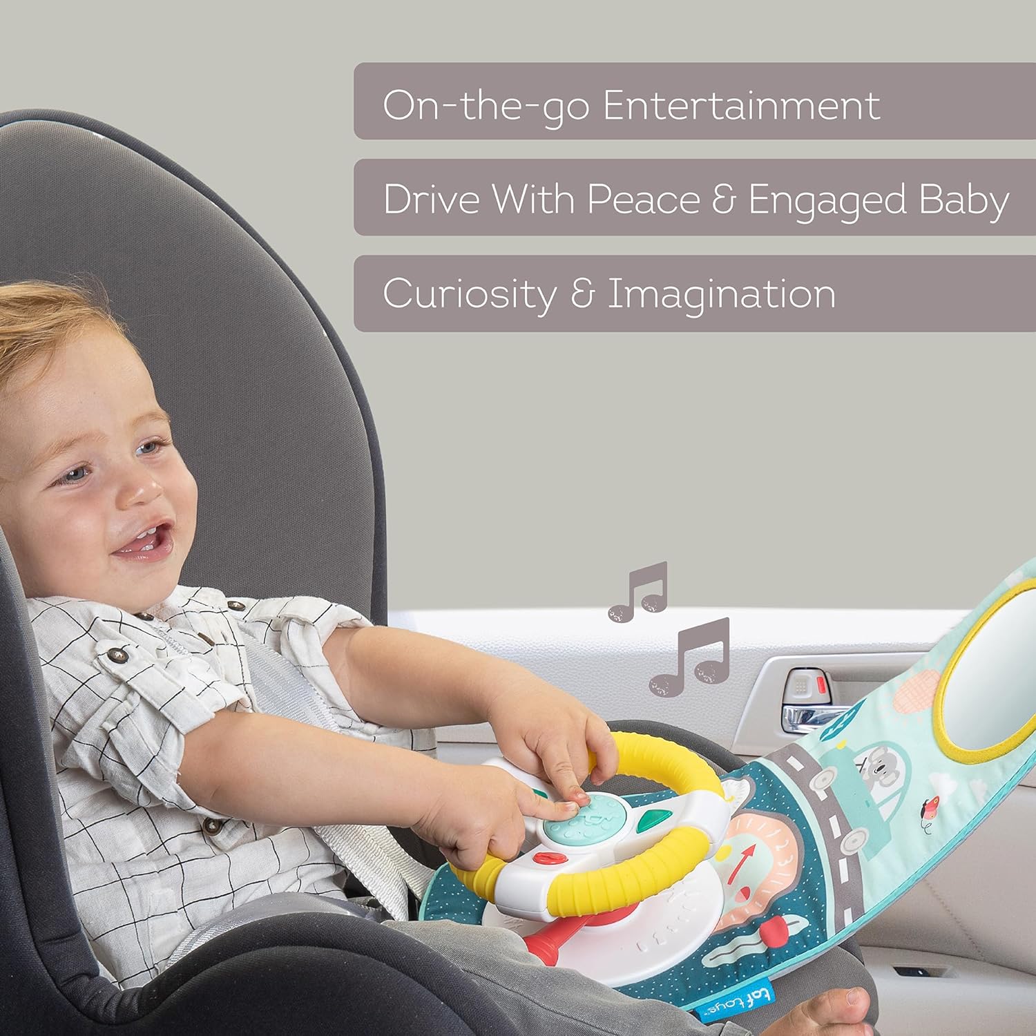 Taf Toys Koala Car Wheel Toy Travel Toy. Car Steering Wheel with Horn & Gears Car Seat Travel Game. Button Operated Sounds & Lights. Easy To Install. Sensory Toy Suitable for Boys & Girls 12 months +