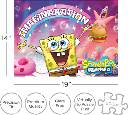 AQUARIUS SpongeBob SquarePants Imagination Puzzle (500 Piece Jigsaw Puzzle) - Officially Licensed SpongeBob Merchandise & Collectibles - Glare Free - Precision Fit - 14x19In
