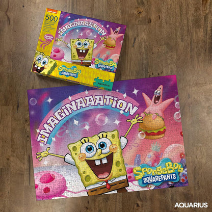 AQUARIUS SpongeBob SquarePants Imagination Puzzle (500 Piece Jigsaw Puzzle) - Officially Licensed SpongeBob Merchandise & Collectibles - Glare Free - Precision Fit - 14x19In