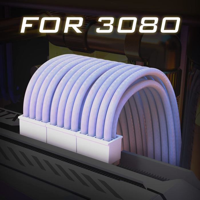 Antec Power Supply Sleeved Cable, PSU Extension Cable Kit / 1x24pin ATX / 2x8pin (4+4) EPS / 3x8pin (6+2) PCI-E, 30cm Length with Combs, Dual EPS White (White Connector) 6 Packs (White Connector) White (3080 Series)