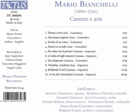 Mario Bianchelli: Cantate E Arie