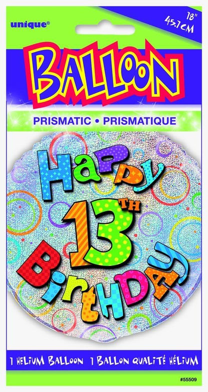 Unique Party: 18`` Pkg 13Th Bday Prism Blln