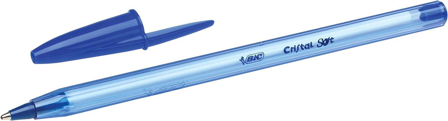 BIC cristal soft Ballpoint Pens - 0.4 mm-Pack of 4-color-a Blue,Green,Red,Black