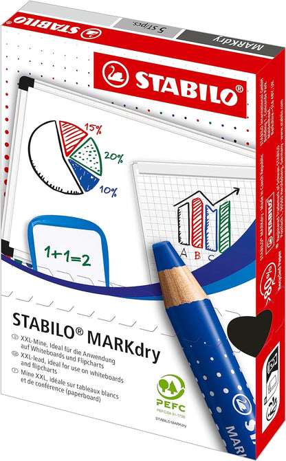 Whiteboard and Flipchart Markers - STABILO MARKdry - Pack of 5