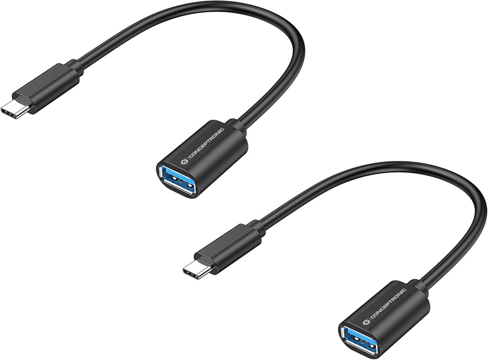 Conceptronic ABBY11B USB C to USB A OTG Adapter 2 Pack 20cm