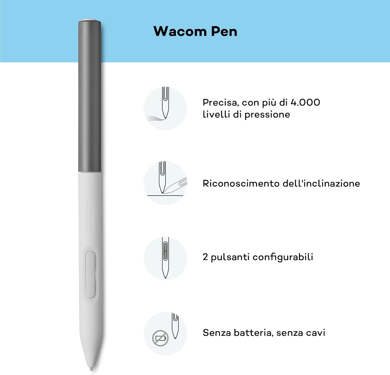 Tavoletta con penna Wacom One S inclusa penna EMR senza batteria, connessione Bluetooth, per Windows, Mac, Chromebook e Android. Ideale per creativi principianti, per il disegno in digitale