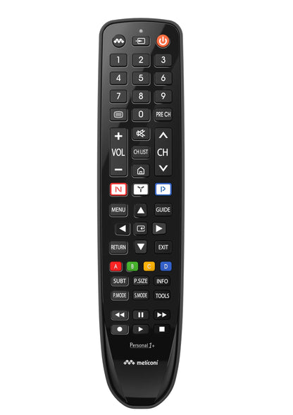 Meliconi Gumbody Personal 1+, Telecomando per TV SAMSUNG, sostituisce il telecomando originale. Pronto all’uso. Corpo in gomma antishock. Supporto web e assistenza telefonica specializzata