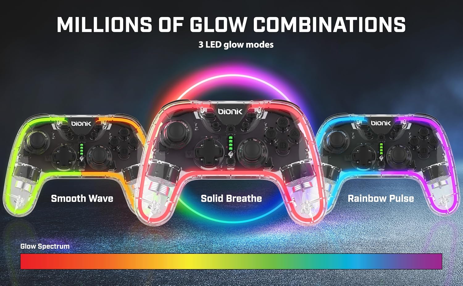 Bionik NeoGlow - Manette Sans Fil Effets Led RVB pour Nintendo Switch