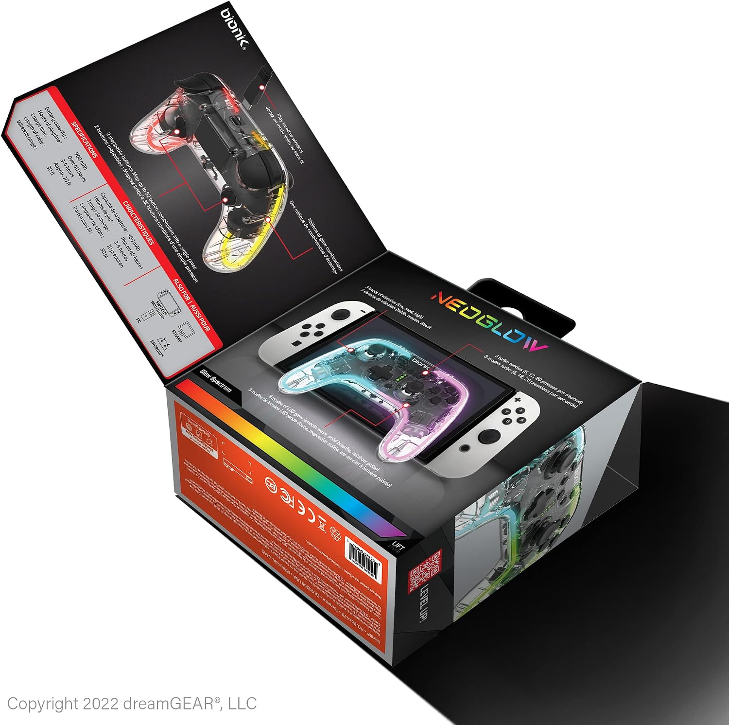 Bionik NeoGlow - Manette Sans Fil Effets Led RVB pour Nintendo Switch