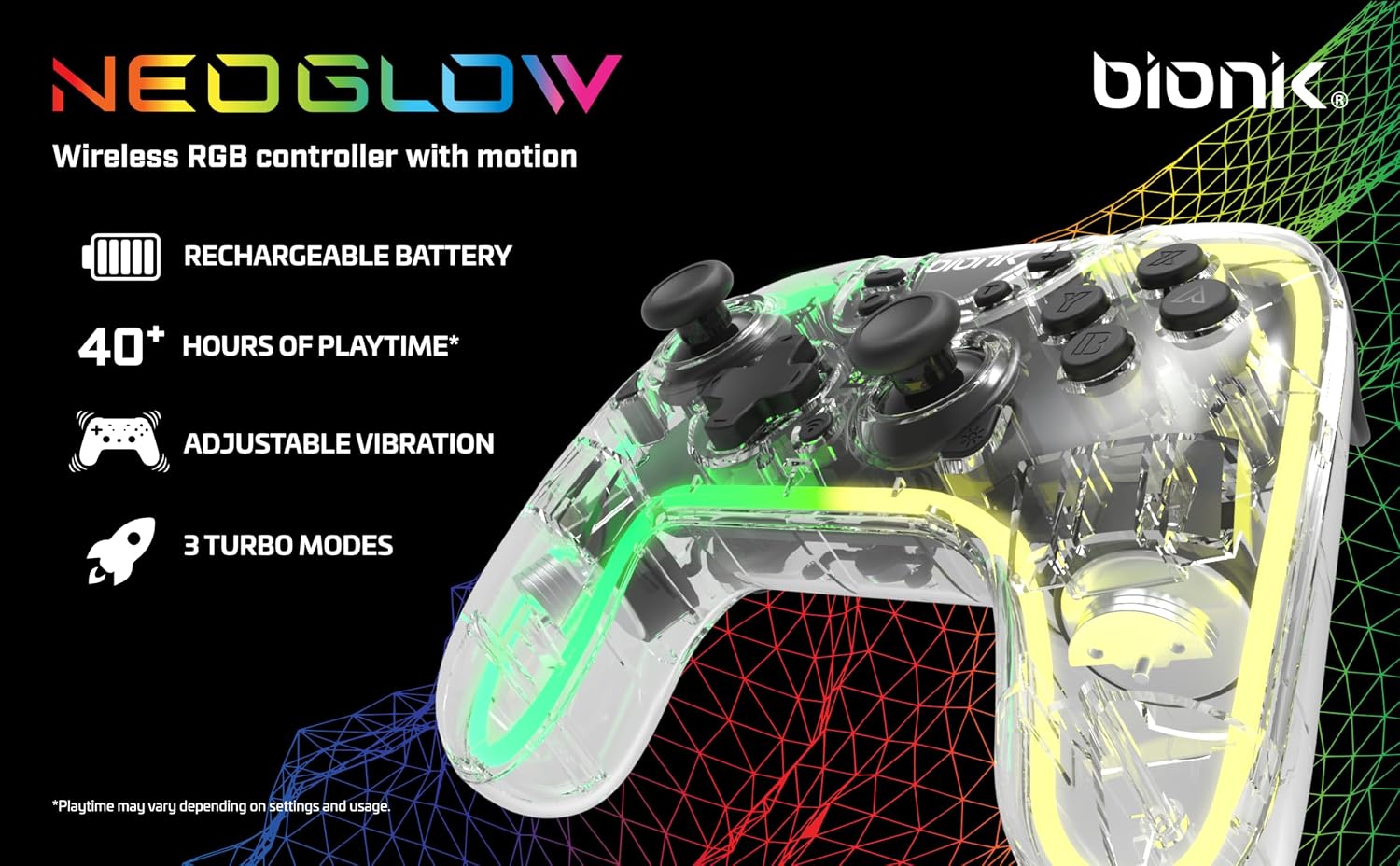 Bionik NeoGlow - Manette Sans Fil Effets Led RVB pour Nintendo Switch