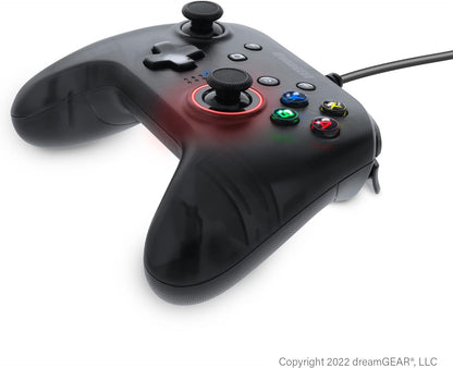 dreamGEAR Shadow Wired Pro Controller for Nintendo Switch: Ergonomic Grips and Glow Effect, Multi-Button Turbo, 10FT USB-A Cable/Switch OLED