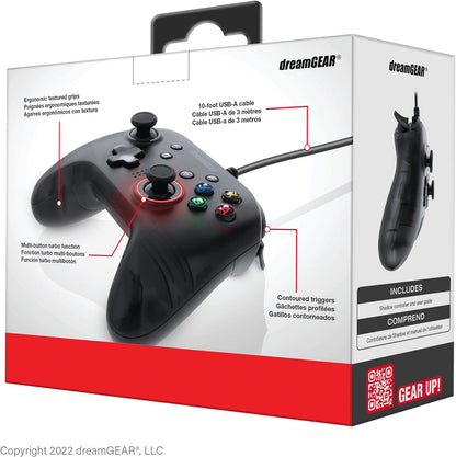 dreamGEAR Shadow Wired Pro Controller for Nintendo Switch: Ergonomic Grips and Glow Effect, Multi-Button Turbo, 10FT USB-A Cable/Switch OLED