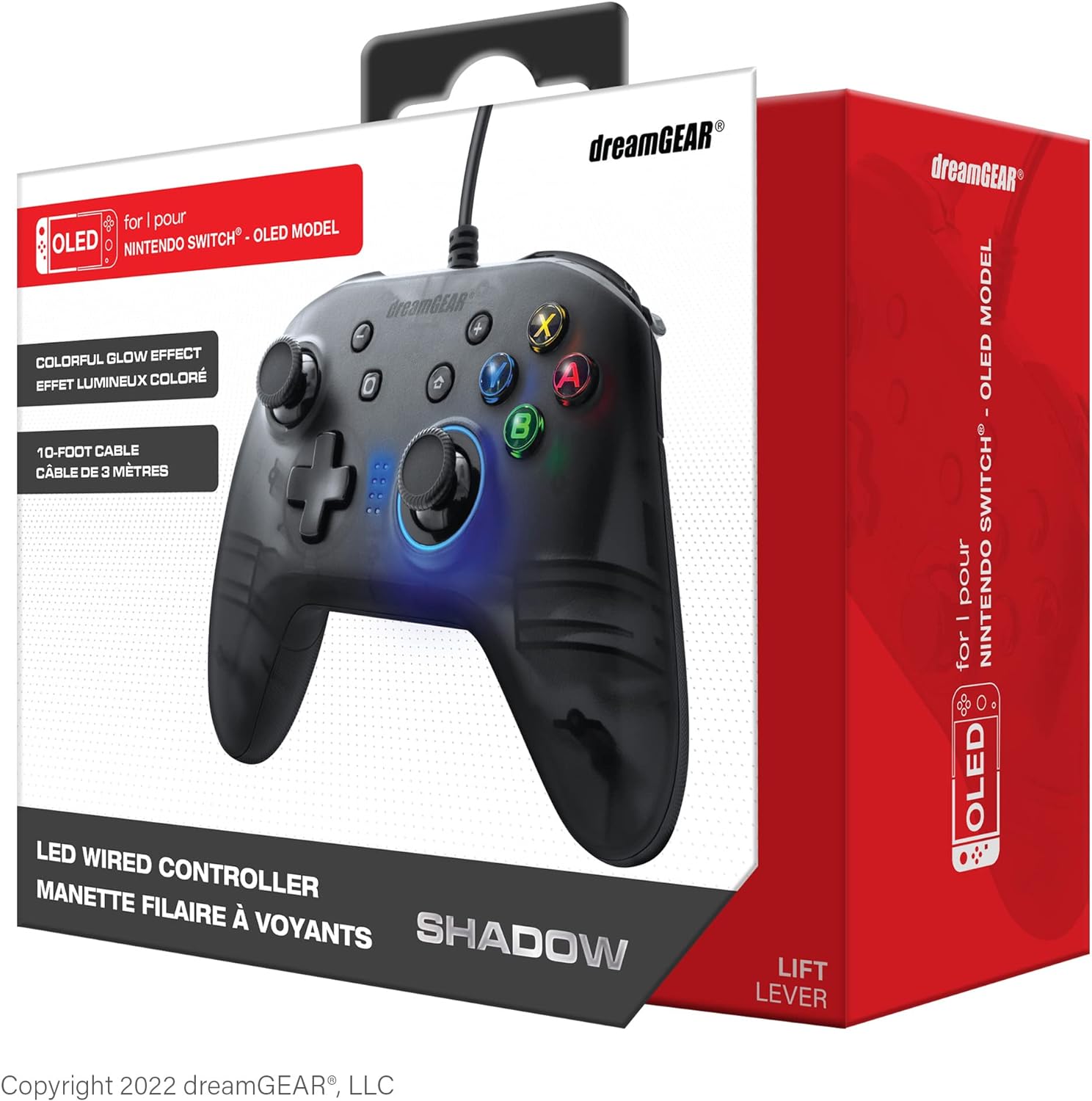dreamGEAR Shadow Wired Pro Controller for Nintendo Switch: Ergonomic Grips and Glow Effect, Multi-Button Turbo, 10FT USB-A Cable/Switch OLED