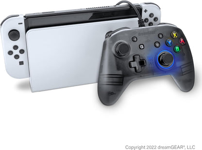 dreamGEAR Shadow Wired Pro Controller for Nintendo Switch: Ergonomic Grips and Glow Effect, Multi-Button Turbo, 10FT USB-A Cable/Switch OLED