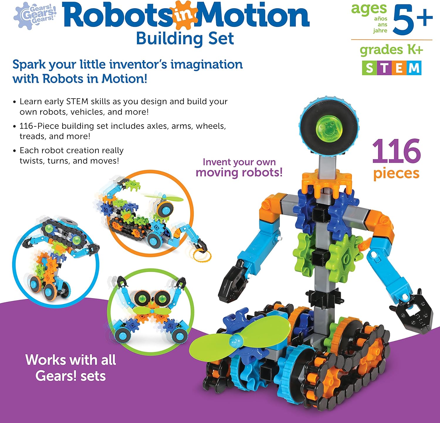 Learning Resources LER9228, Engineering, Robot Toy for Kids, STEM, Ages 5+ Visit Store, Multicoloured