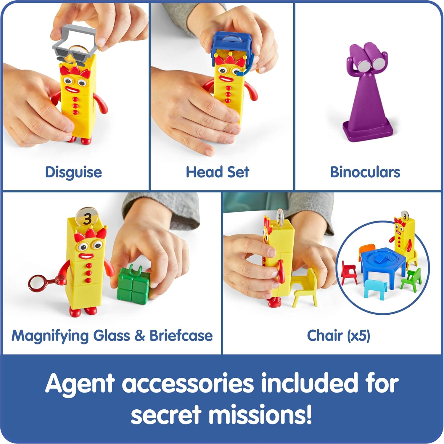 Learning Resources Numberblocks Step Squad Mission Headquarters Deluxe Playset for Ages 3+, Includes Collectible Three Figure, Surprise Hidden Spy Features & Sticker Sheet