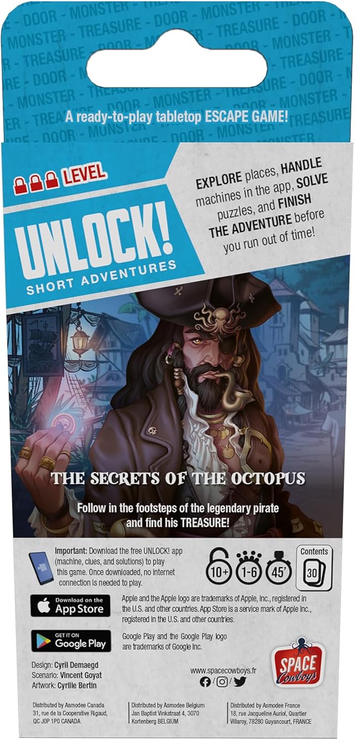 Space Cowboys Unlock! Short Adventures 6: The Secrets of The Octopus - Immersive Escape Room Card Game for Kids and Adults, Ages 10+, 1-6 Players, 45 Minute Playtime, Made