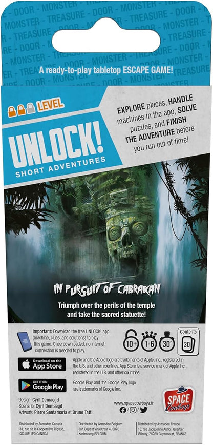 Space Cowboys Unlock! Short Adventures 5: in Pusuit of Cabrakan - Immersive Escape Room Card Game for Kids and Adults, Ages 10+, 1-6 Players, 30 Minute Playtime, Made