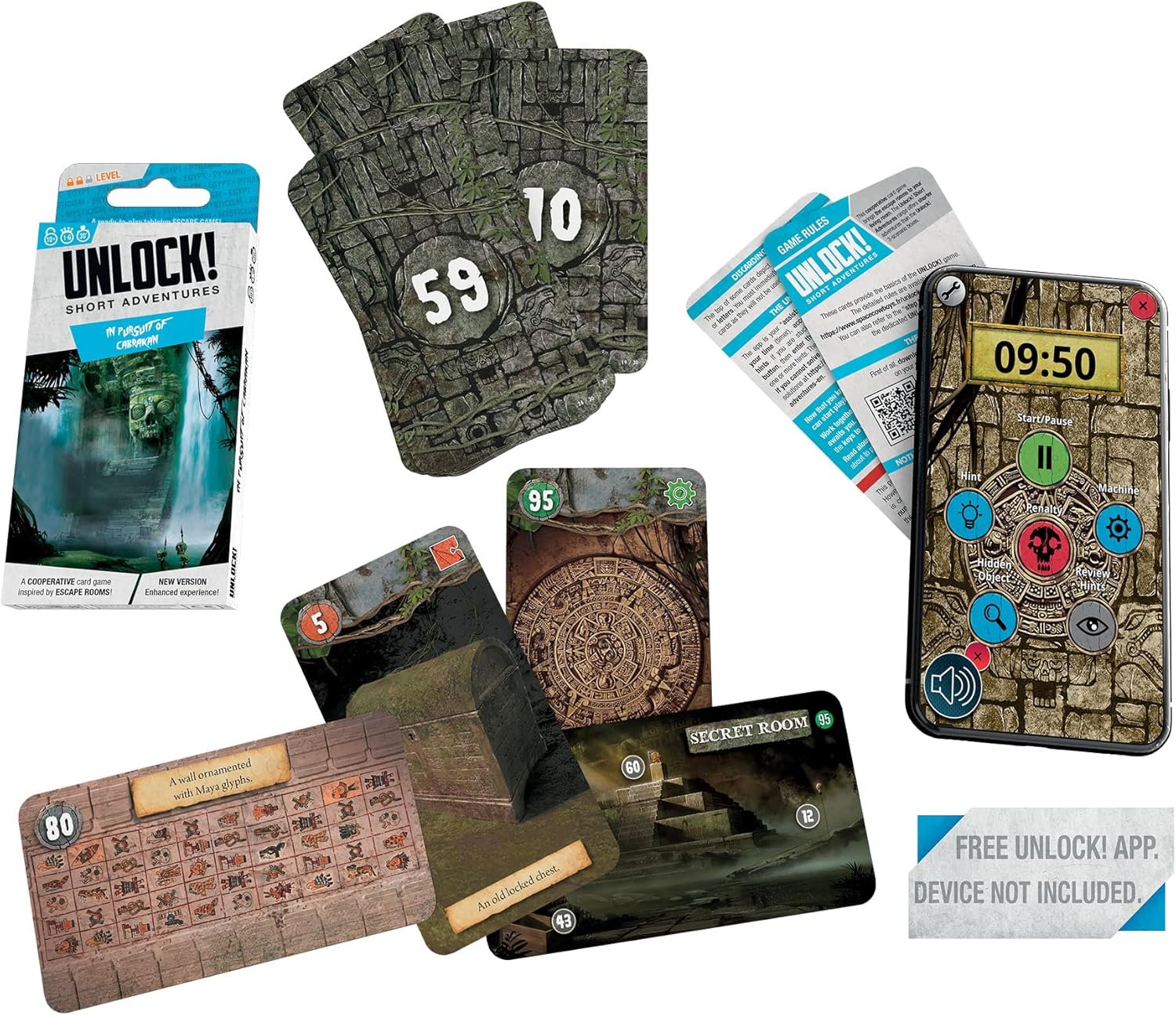 Space Cowboys Unlock! Short Adventures 5: in Pusuit of Cabrakan - Immersive Escape Room Card Game for Kids and Adults, Ages 10+, 1-6 Players, 30 Minute Playtime, Made