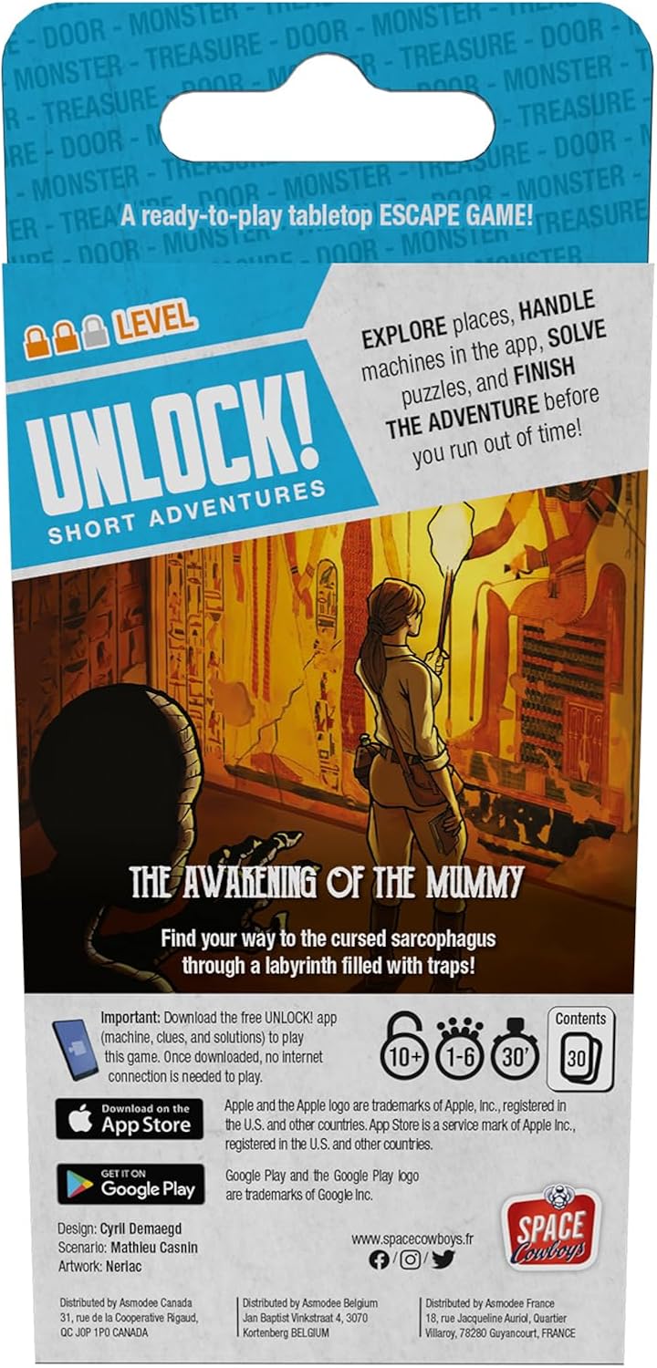 Space Cowboys Unlock! Short Adventures 2: The Awakening of The Mummy - Immersive Escape Room Card Game for Kids and Adults, Ages 10+, 1-6 Players, 30 Minute Playtime, Made