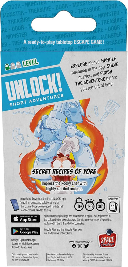 Space Cowboys Unlock! Short Adventures 1: Secret Recipes of Yore - Immersive Escape Room Card Game for Kids and Adults, Ages 10+, 1-6 Players, 30 Minute Playtime, Made