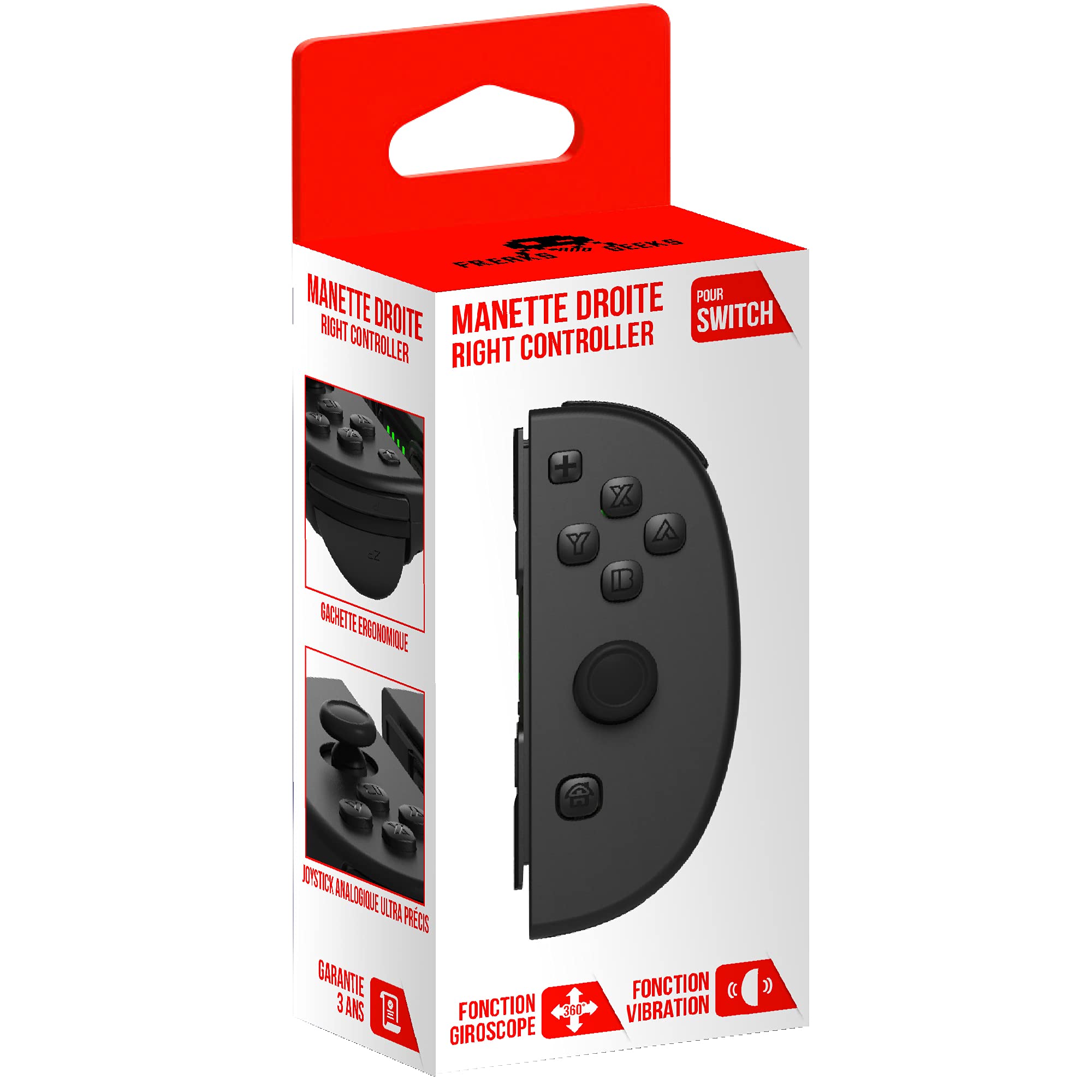 Manette type joy-con droit noire