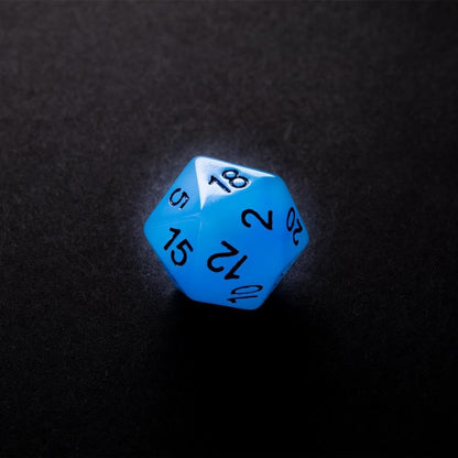 Glow Series ICY Crumbs RPG Dice Set | Set of 7 Glow-in-The-Dark Dice in a Variety of Sizes Designed for Roleplaying Games | Premium Quality Resin Dice | Vibrant Blue Color | Made by Gamegenic