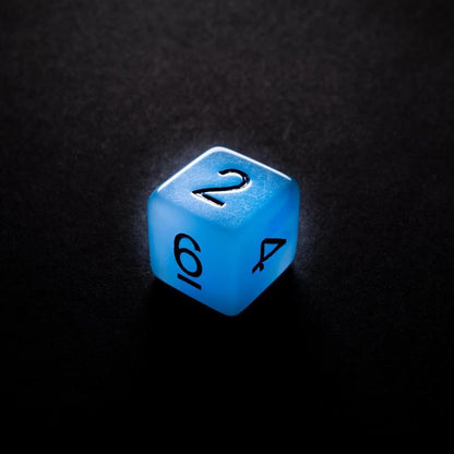 Glow Series ICY Crumbs RPG Dice Set | Set of 7 Glow-in-The-Dark Dice in a Variety of Sizes Designed for Roleplaying Games | Premium Quality Resin Dice | Vibrant Blue Color | Made by Gamegenic