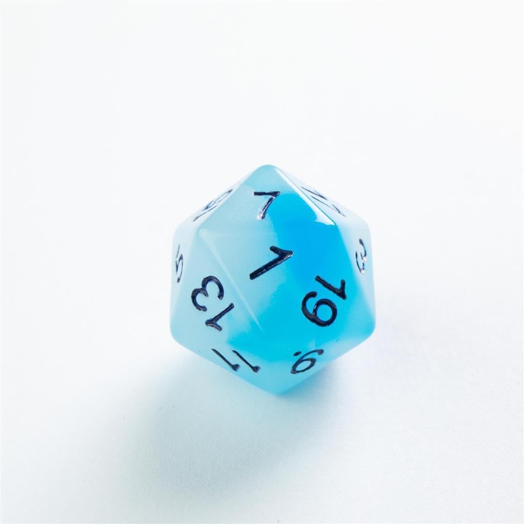 Glow Series ICY Crumbs RPG Dice Set | Set of 7 Glow-in-The-Dark Dice in a Variety of Sizes Designed for Roleplaying Games | Premium Quality Resin Dice | Vibrant Blue Color | Made by Gamegenic