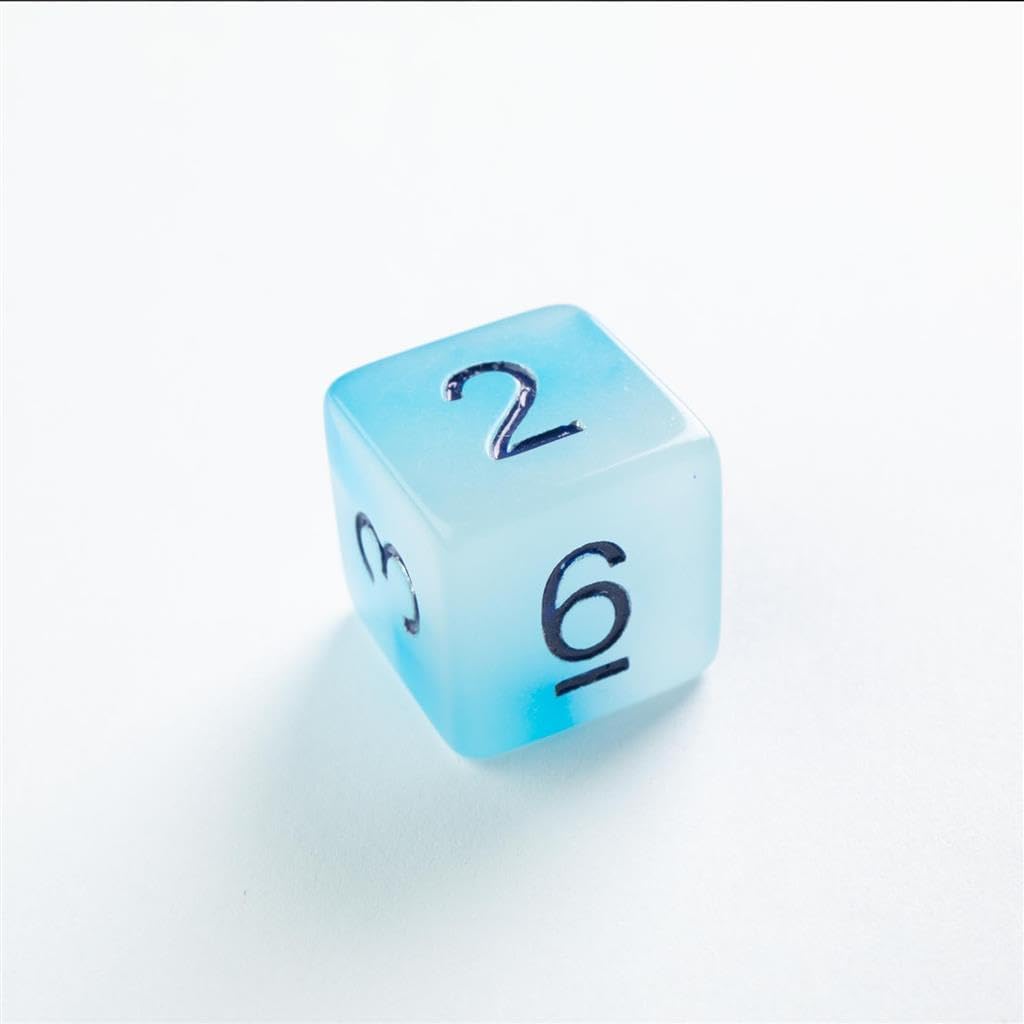 Glow Series ICY Crumbs RPG Dice Set | Set of 7 Glow-in-The-Dark Dice in a Variety of Sizes Designed for Roleplaying Games | Premium Quality Resin Dice | Vibrant Blue Color | Made by Gamegenic