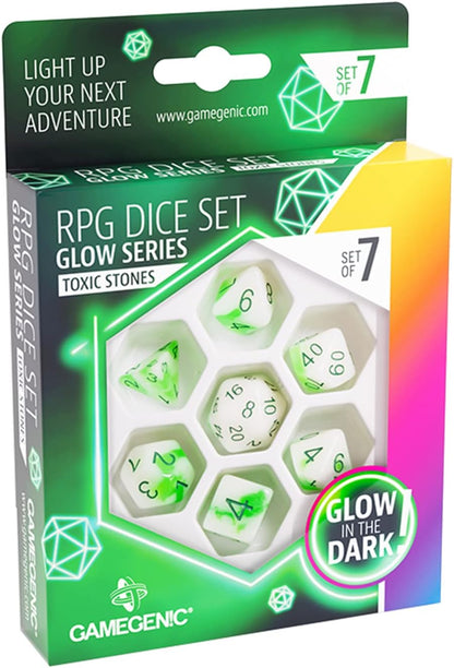 Gamegenic- Set de Dados para rol Toxic Stones (7 pcs), Color (GGS50029ML
