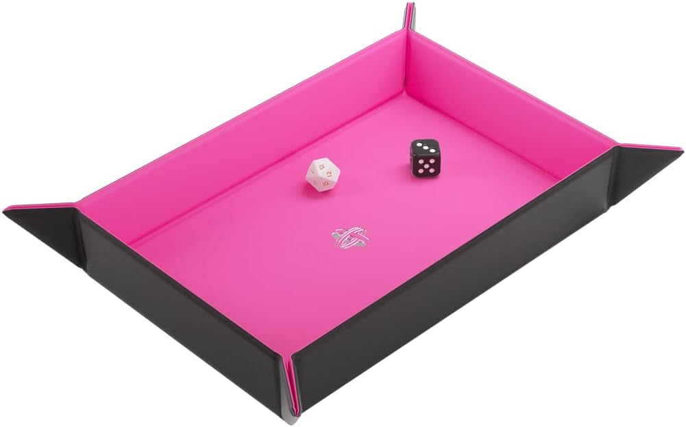 Magnetic Dice Tray - Take Control of Your Roll! Compact and Versatile Dice Tray for Tabletop Games and Board Games, Rectangular Shape, Black/Pink Color, Made by Gamegenic