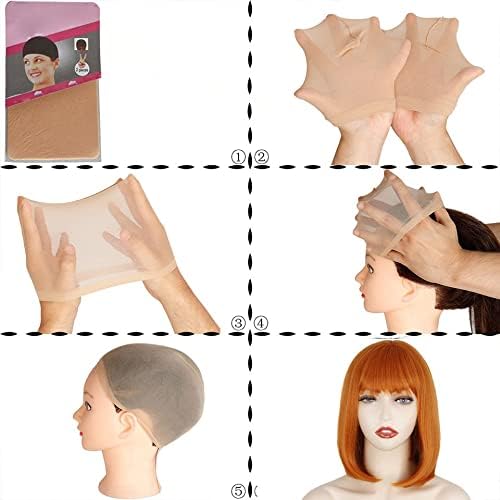 Parrucche Short Bob Wig con frangia per le donne Synthetic Bob Parrucche Arancia Nero Parrucca Rosa per Festa Uso Quotidiano Lunghezza della Spalla (Colore: P4/27, Lunghezza Stretched Length : 12in) 1