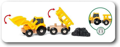 BRIO World Construction Vehicles for Kids Age 3 Years Up - Wooden Railway Train Set Add On Accessories