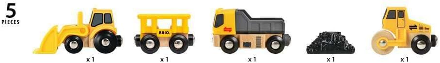BRIO World Construction Vehicles for Kids Age 3 Years Up - Wooden Railway Train Set Add On Accessories